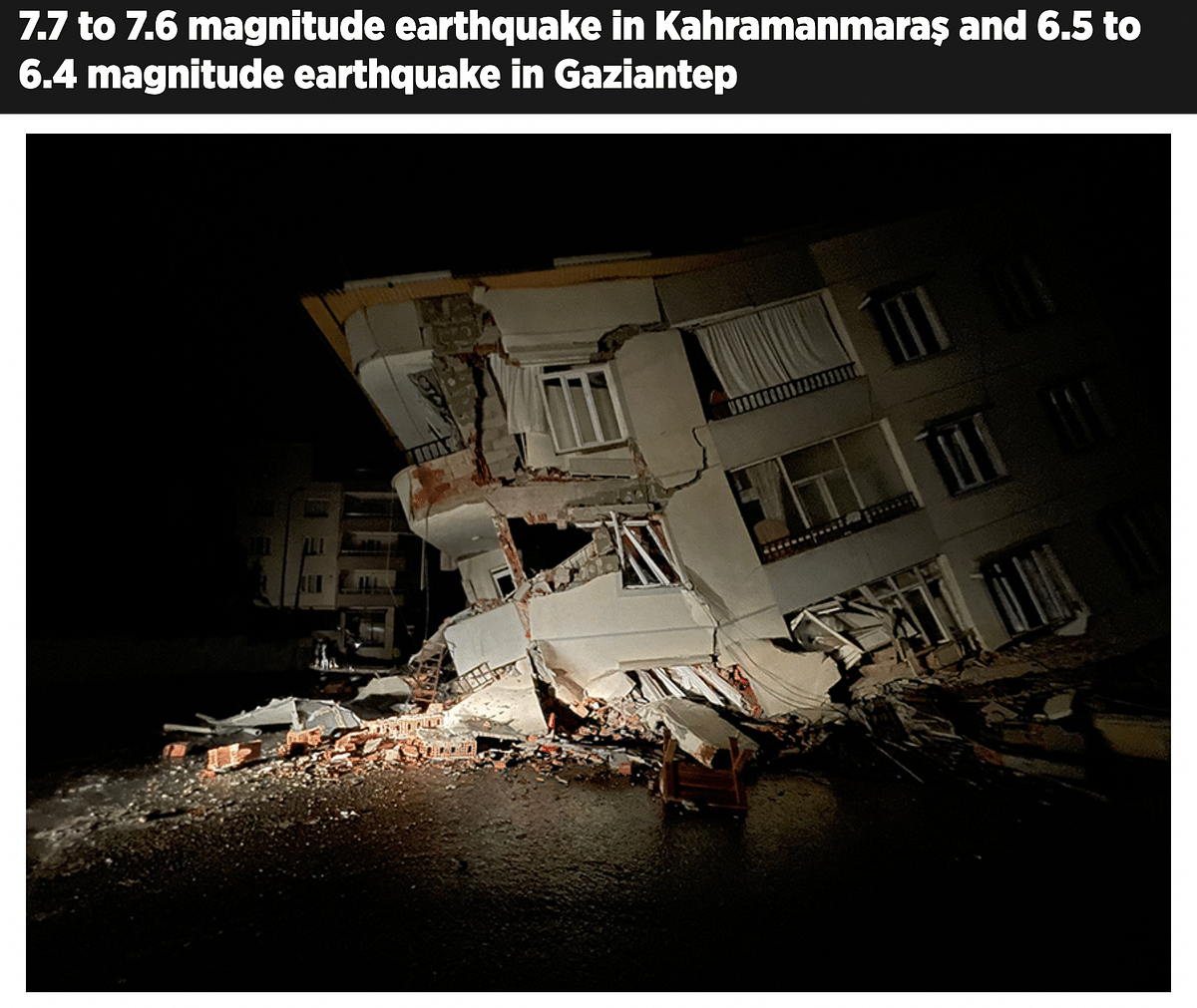 The photo is from Turkey, which experienced strong earthquakes on 6 February.