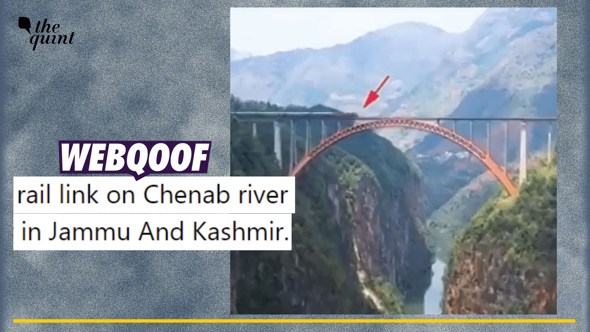 <div class="paragraphs"><p>Fact-Check: A video showing China's bridge is being falsely shared as India's Chenab bridge.</p></div>