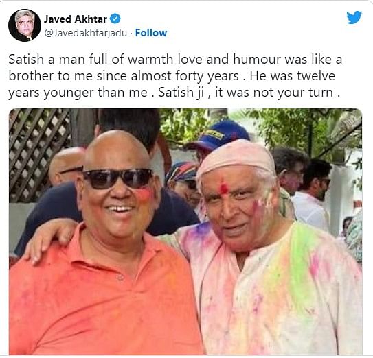 Just a day before his demise on 8 March, Satish Kaushik attended Javed Akhtar's Holi party in Mumbai.