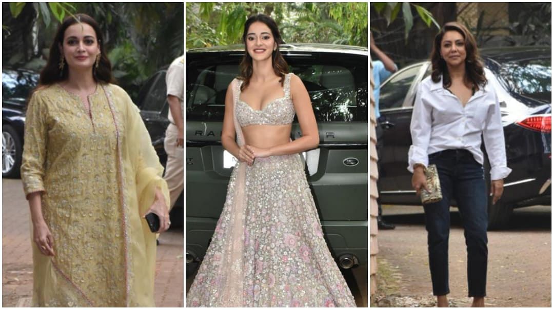<div class="paragraphs"><p>Dia Mirza, Gauri Khan, Ananya Panday and others arrive for&nbsp;Alanna Panday's sangeet ceremony.</p></div>