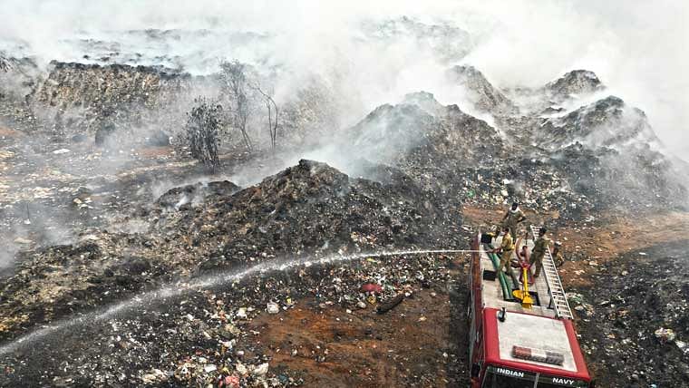 <div class="paragraphs"><p>The fire that broke out at a solid waste dumping yard in Brahamapuram in Kochi,&nbsp;on 2 March, has been brought under control, but toxic fumes continue to have adverse effects on the residents.</p></div>