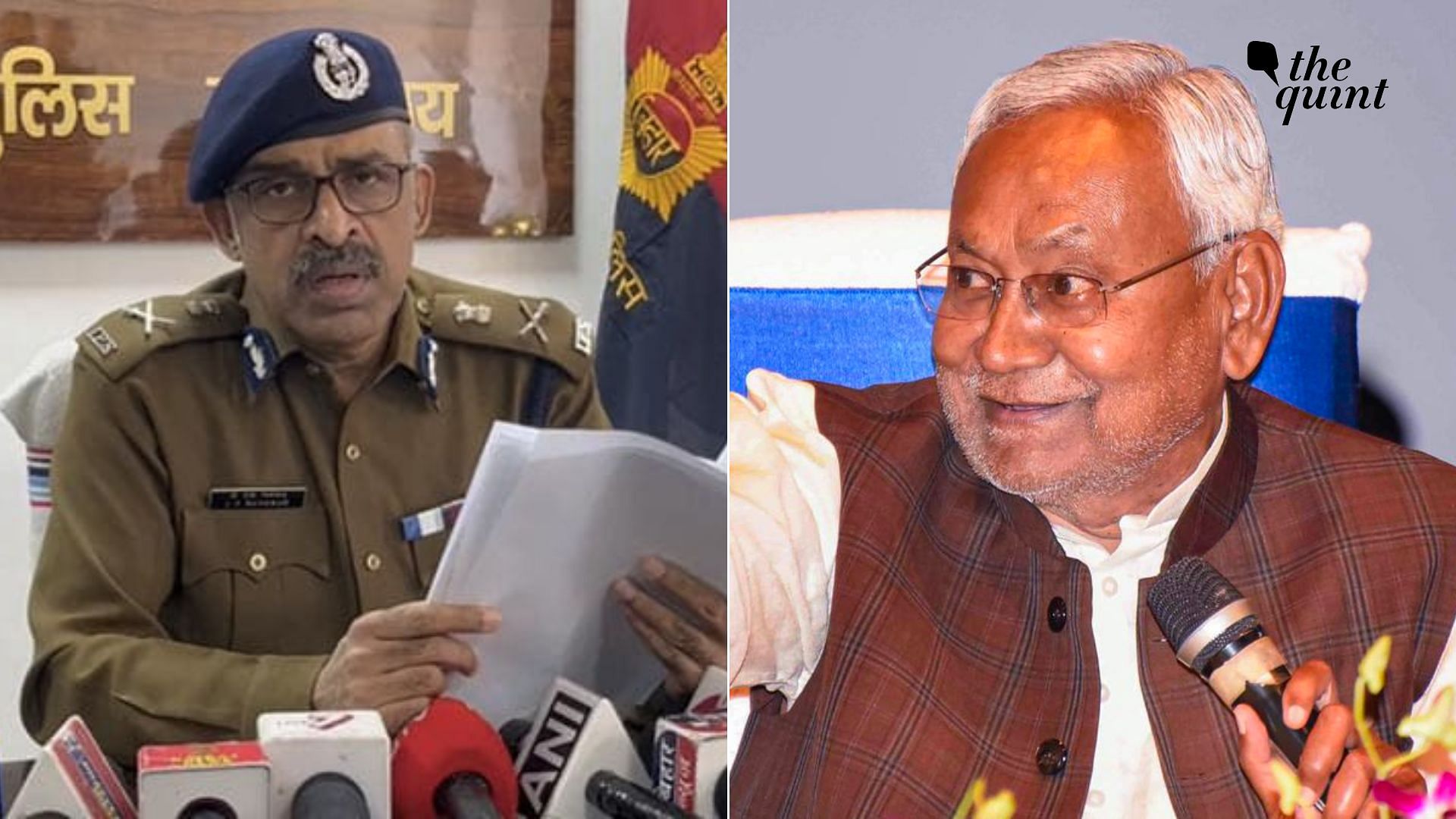 <div class="paragraphs"><p>Bihar Additional Director General of Police (ADGP) Jitendra Singh Gangwar (left) and Chief Minister Nitish Kumar (right). Photo for representative use only.</p></div>