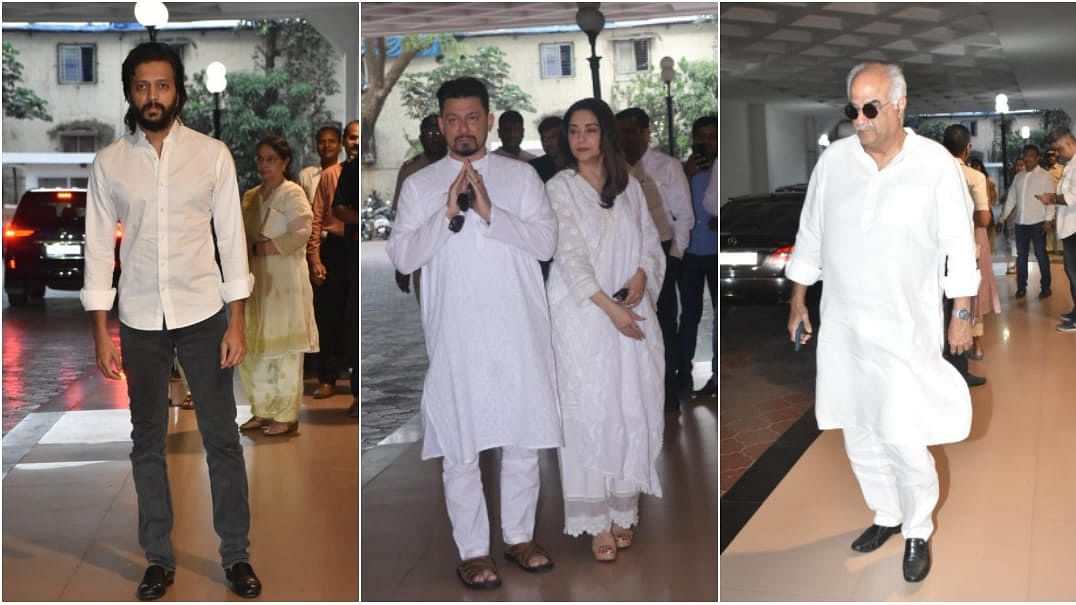 Boney Kapoor, Riteish Deshmukh & Others at Madhuri Dixit's Mother's Prayer Meet