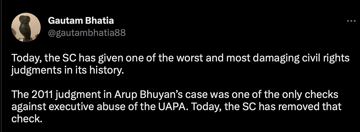 The top court has held that mere membership of a banned organisation is to be considered an offence under UAPA.