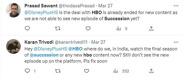 HBO's Succession, which has a separate fan base in India, will be moved off Disney+ Hotstar from 1 April.