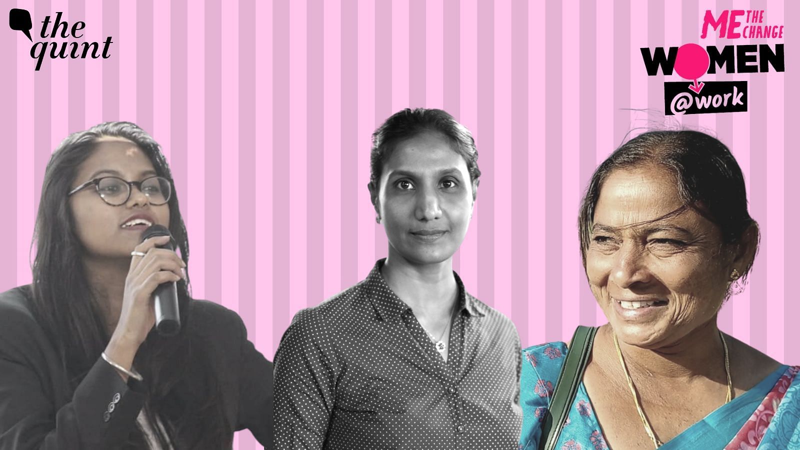 <div class="paragraphs"><p>This Women's Day, <strong>The Quint</strong>, through our <a href="https://www.thequint.com/topic/womens-day">Women@Work</a> campaign, introduces you to three women who have made a mark in their respective fields of work – 'General' Narsamma, a community radio manager in Telangana (right); Anubha Maneshwar, a coder from Mumbai who helps underprivileged girls access tech education (left); and Simi Basheer, a retired major in the Indian Army who has worked in conflict zones.</p></div>
