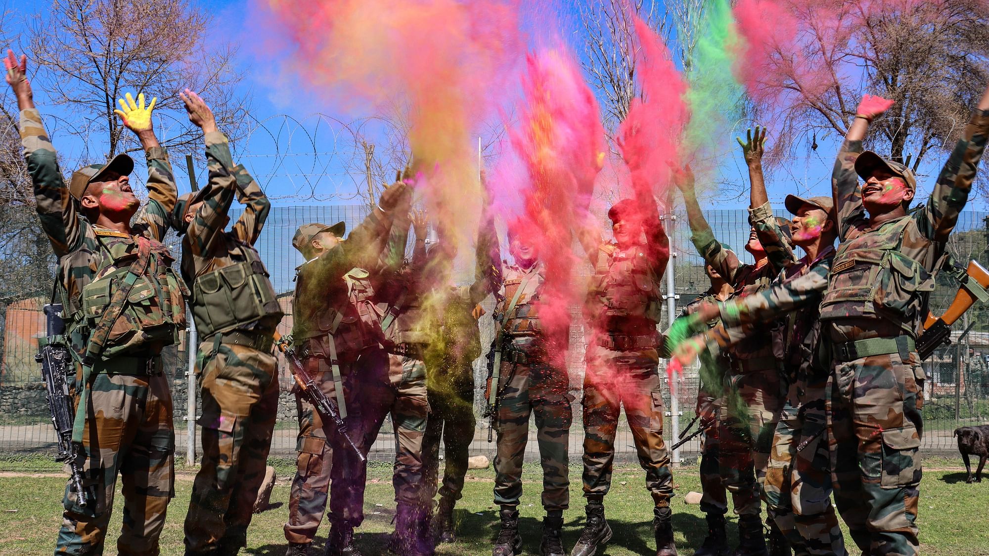 <div class="paragraphs"><p>Army personnel celebrate the festival of Holi near the Line of Control (LoC) in the Poonch district of Jammu and Kashmir on&nbsp; Tuesday, 7 March.</p></div>