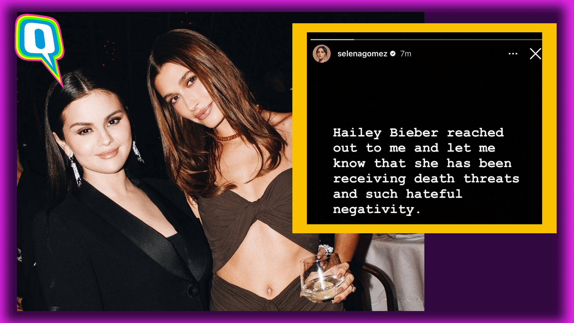 <div class="paragraphs"><p>Selena Gomez addresses the death threats against Hailey Bieber, urges fans to be kind.</p></div>
