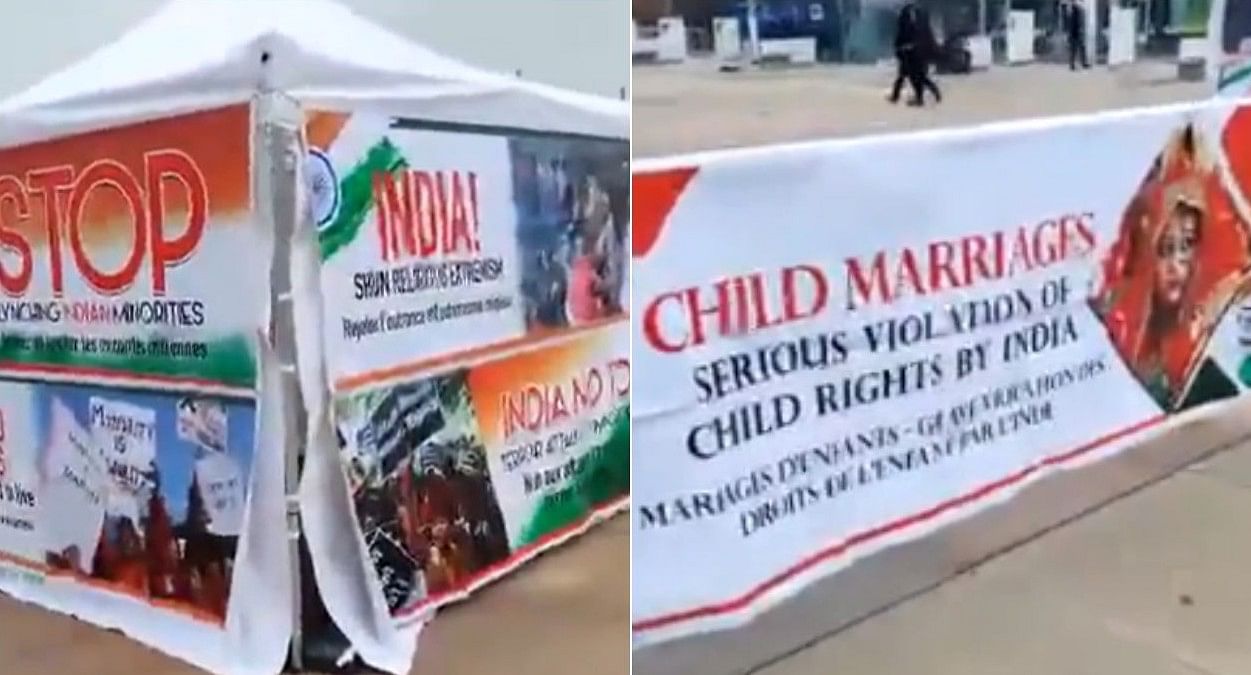 <div class="paragraphs"><p>The posters, which feature slogans opposing alleged violence against women and minorities in India, sprung up in a square in front of the UN office during the latest session of the UN Human Rights Council (UNHRC).</p></div>