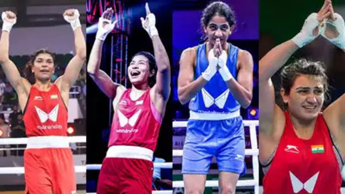 <div class="paragraphs"><p>Nikhat, Lovlina, Nitu, and Saweety in&nbsp;Women's World Boxing Championships 2023 Finals.</p></div>