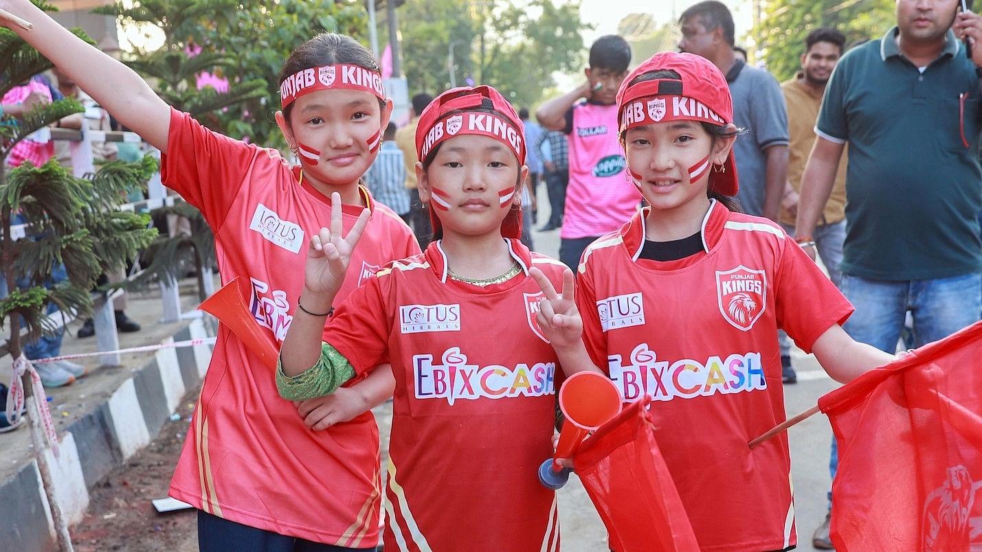 <div class="paragraphs"><p>Punjab Kings fans outside the stadium before match 8 of the Tata Indian Premier League between the Rajasthan Royals and the Punjab Kings held at the Barsapara Stadium, Guwahati on the 5th April 2023</p></div>