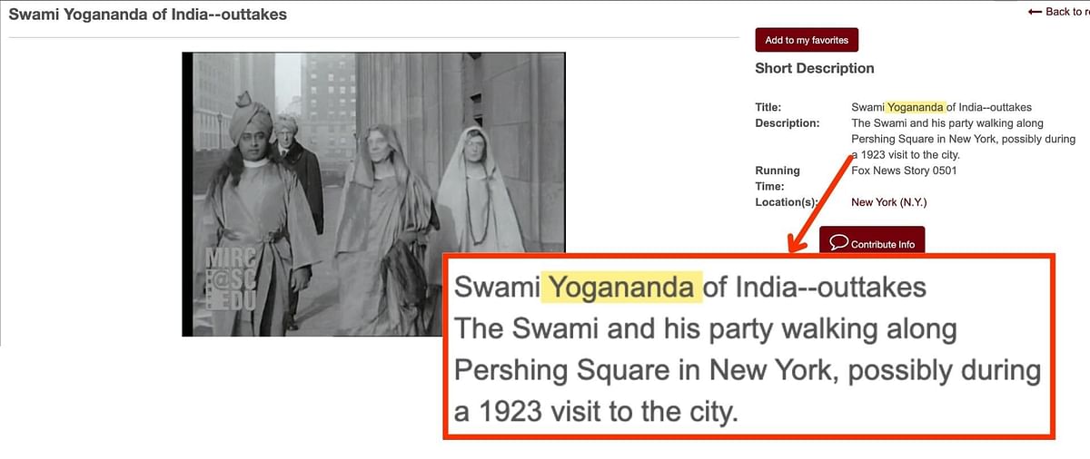 The video shows Paramahansa Yogananda in New York, not Swami Vivekananda as claimed/