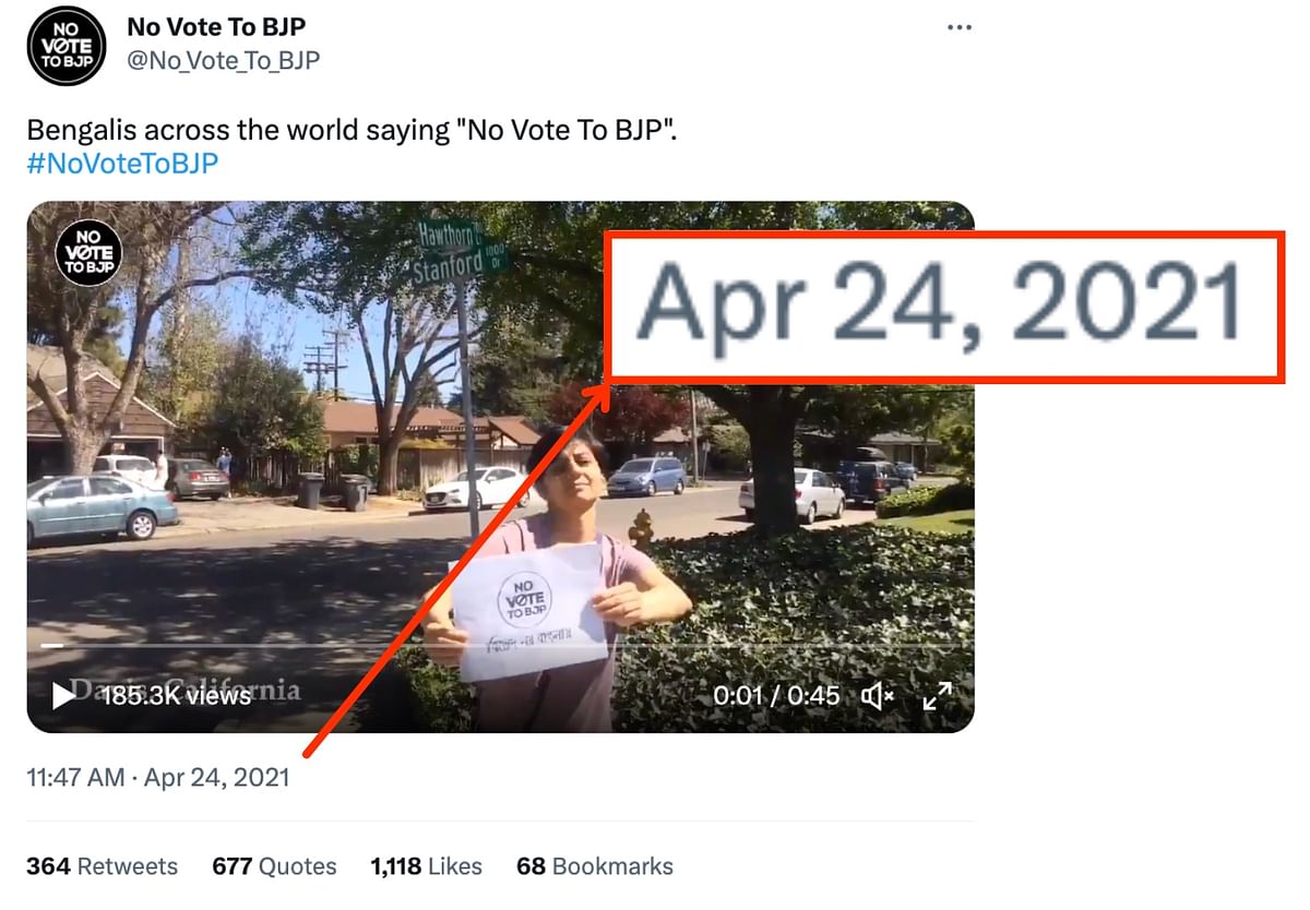 The video dates back to 2021 and shows a campaign against voting for the BJP by the Bengali diaspora.