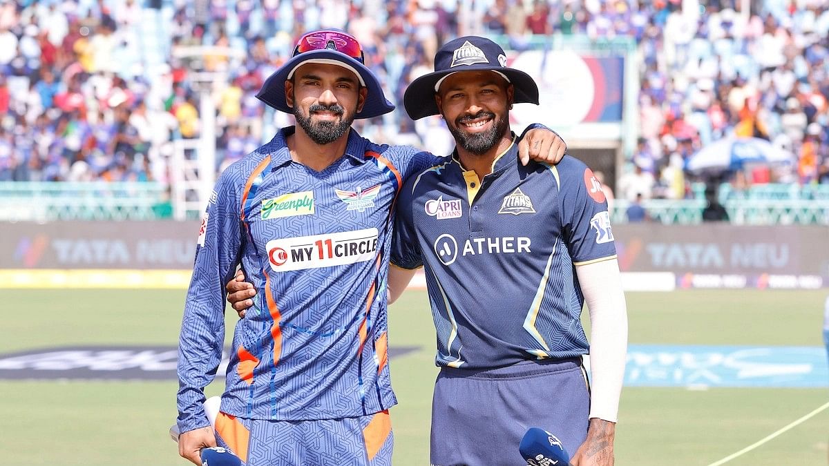 <div class="paragraphs"><p>KL Rahul of Lucknow Super Giants and Hardik Pandya of Gujarat Titans at toss during the 30th match of the Tata Indian Premier League 2023 between the Lucknow Super Giants and the Gujarat Titans</p></div>