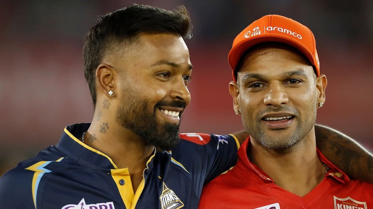 <div class="paragraphs"><p>Hardik Pandya  and Shikhar Dhawan, before the starting of the 18th match of the Indian Premier League 2023 between Punjab Kings and Gujarat Titans.</p></div>