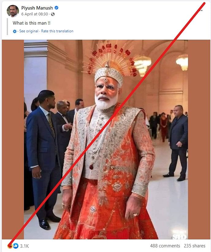 The creator of this image confirmed to The Quint that he made this image of PM Modi using an AI tool, Midjourney. 