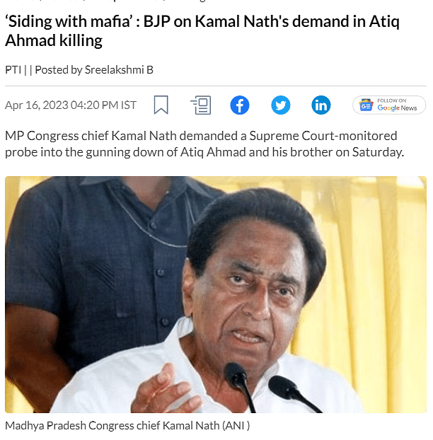 A longer video showed Kamal Nath referring to the condition of law and order in Uttar Pradesh.
