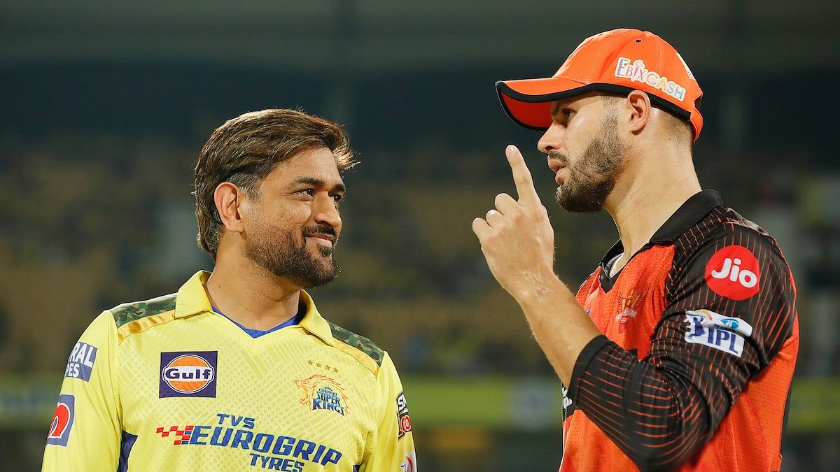 <div class="paragraphs"><p>MS Dhoni  and Aiden Markram having a chat before the beginning of the 29th match of the Tata Indian Premier League 2023 between the Chennai Super Kings and the Sunrisers Hyderabad</p></div>