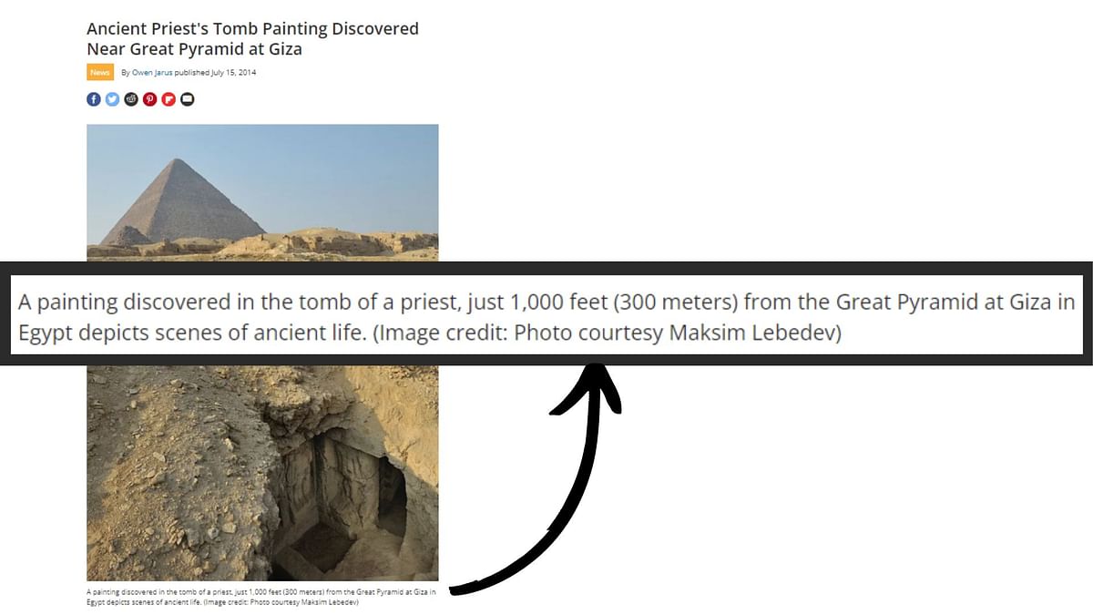 This image was clicked in 2012 when a priest's tomb carrying an ancient wall painting was discovered in Giza.