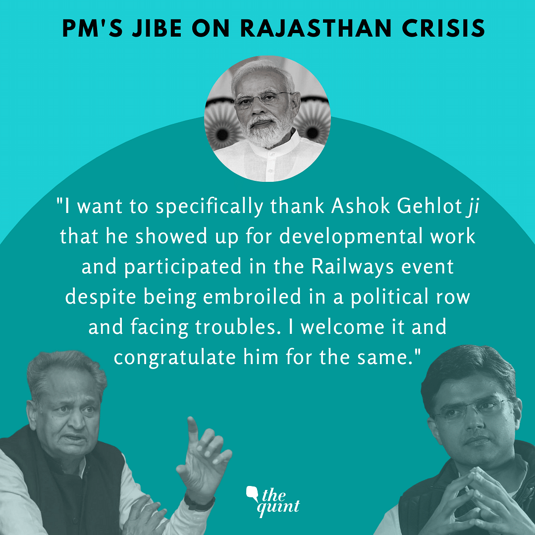 PM Modi took a jibe at Sachin Pilot's rebellion at the flagging off ceremony of Rajasthan's Vande Bharat Express.