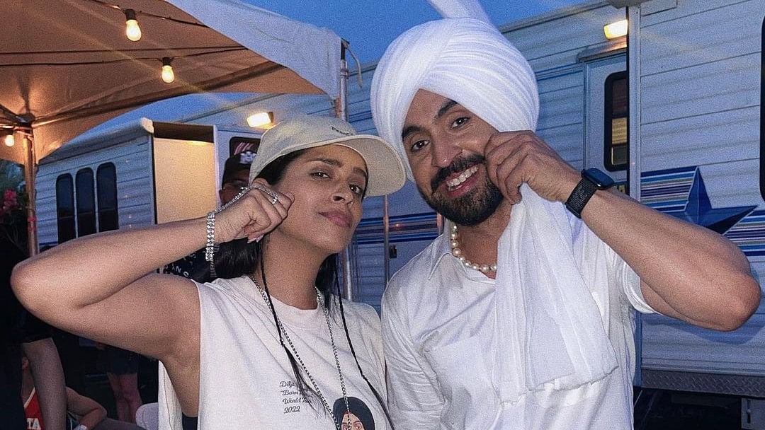 <div class="paragraphs"><p>Lilly Singh with Diljit Dosanjh at Coachella.</p></div>