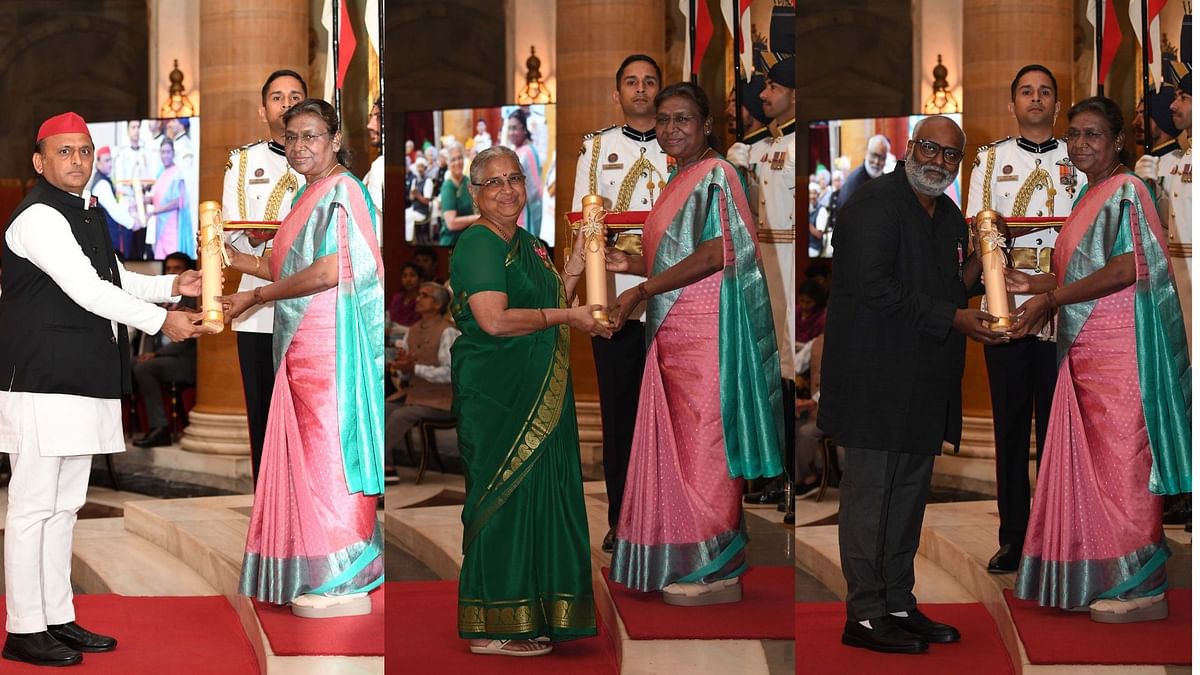 MM Keeravani, Sudha Murthy, and Others Receive Padma Awards From President Murmu