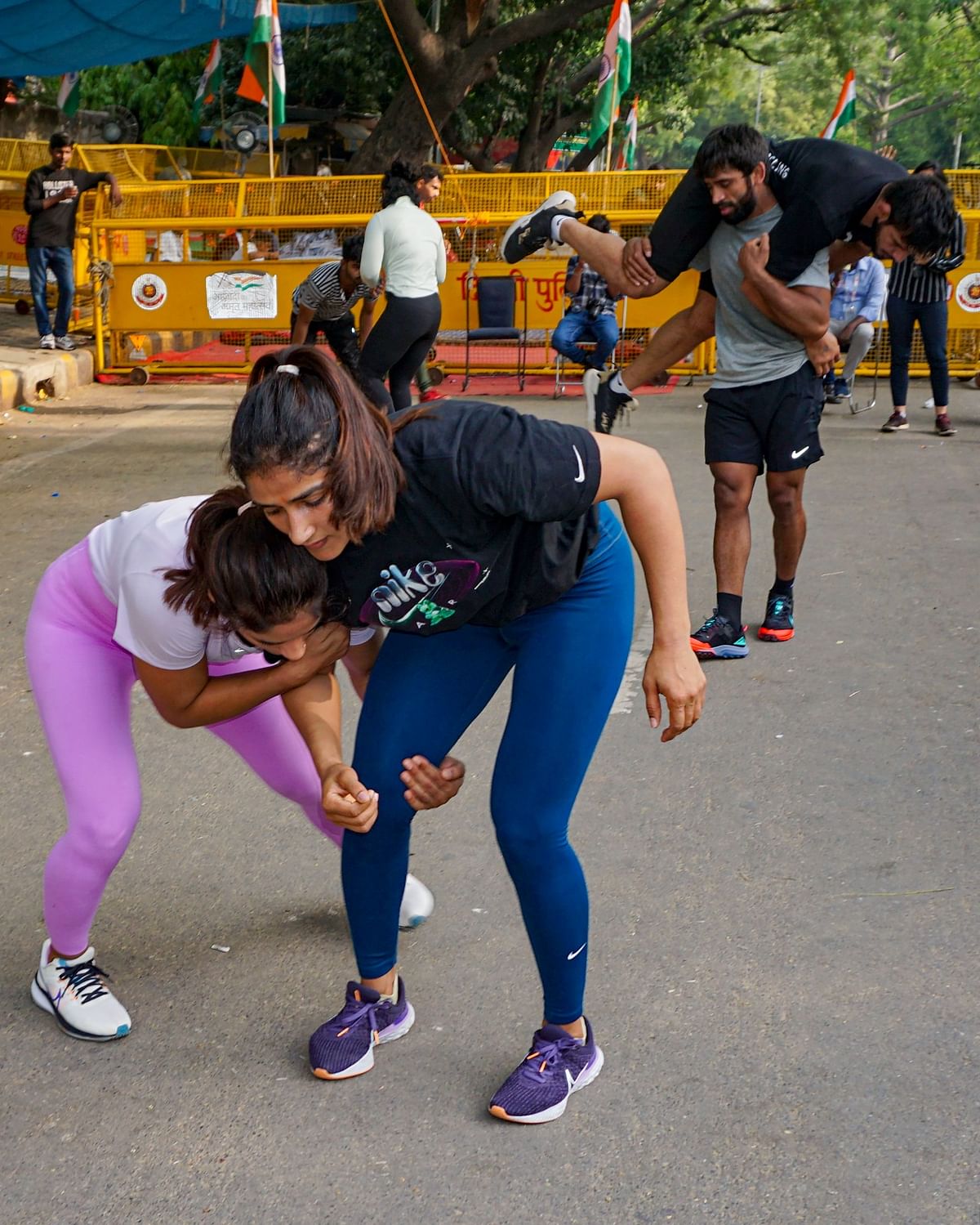 Protesting wrestlers turn Jantar Mantar into a training centre as they conduct fitness training amid their protest