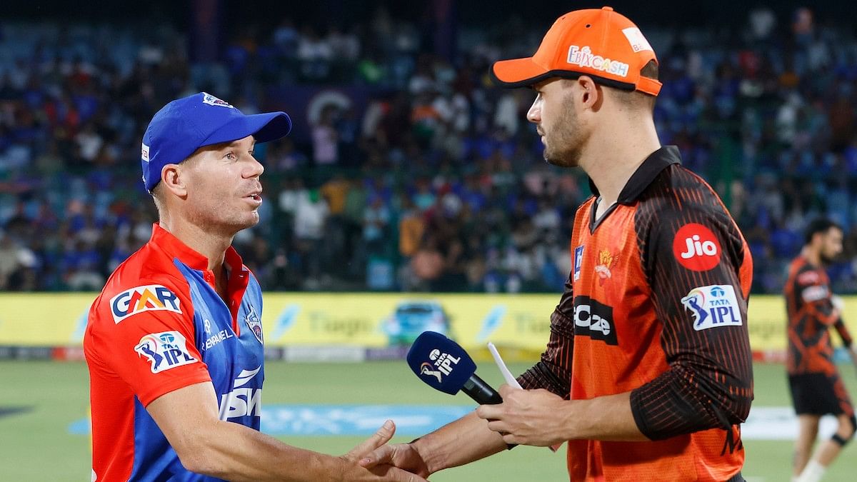 <div class="paragraphs"><p>David Warner of Delhi Capitals and Aiden Markram of Sunrisers Hyderabad at toss during match 40 of the Tata Indian Premier League 2023 between the Delhi Capitals and the Sunrisers Hyderabad</p></div>