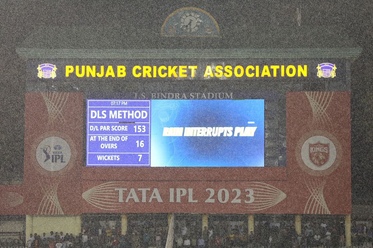 IPL 2023: Kolkata Knight Riders were seven runs behind the DLS par score when rain halted the play.
