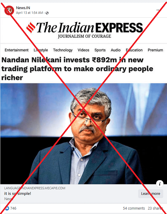 Nilekani had issued a clarification on his Twitter handle   and termed the viral claim as "fake news".
