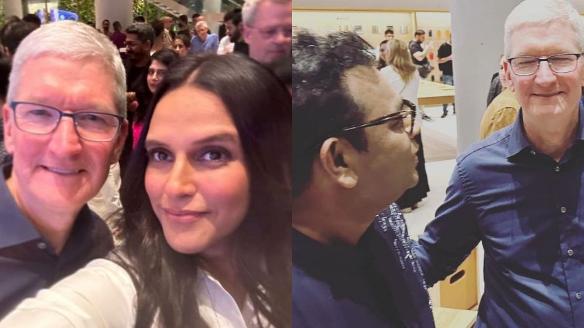 Inside Pics From Apple Store Launch: AR Rahman, Neha Dhupia Pose With Tim Cook