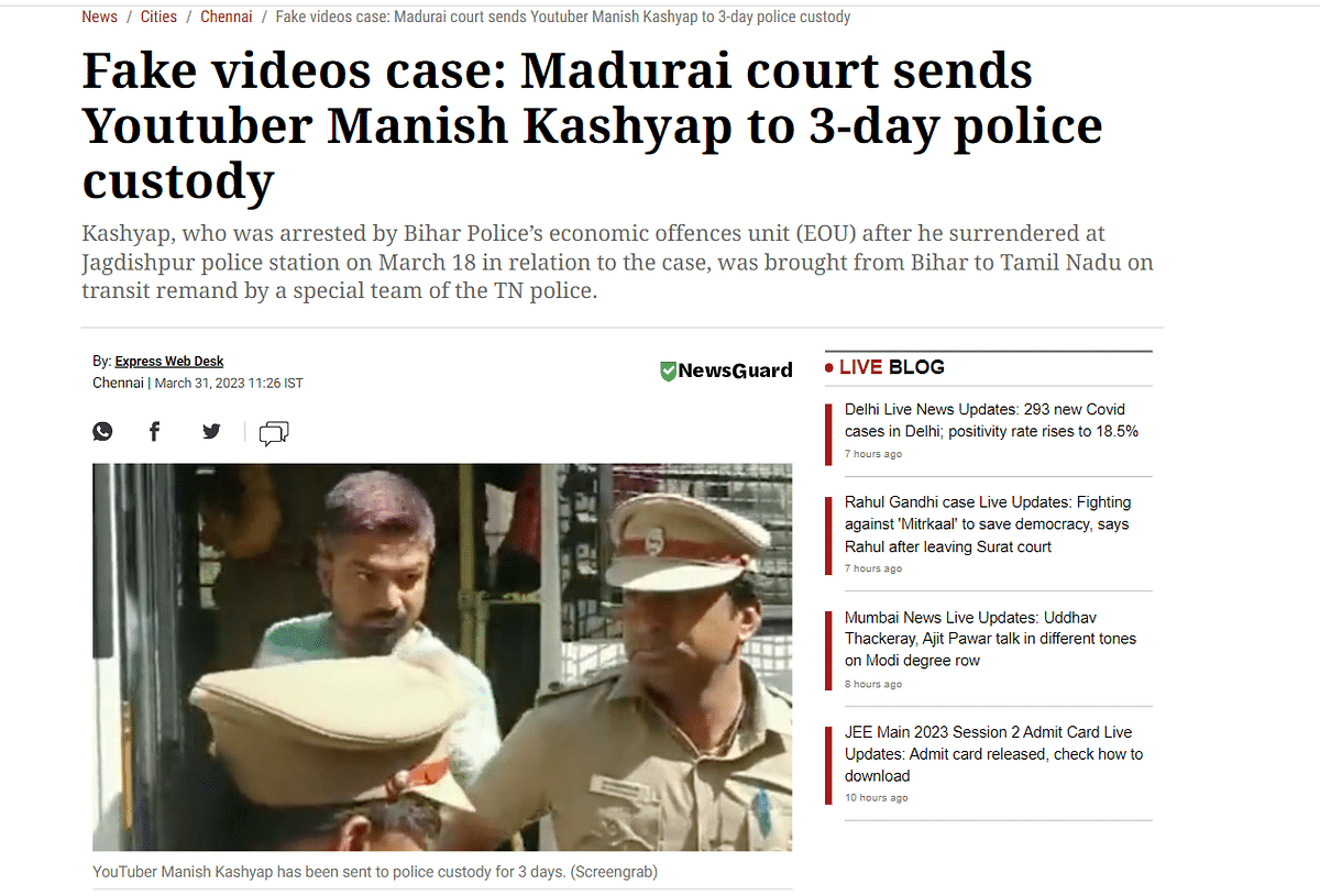 Manish Kashyap's lawyer said the Madurai court had passed no ruling or judgment.