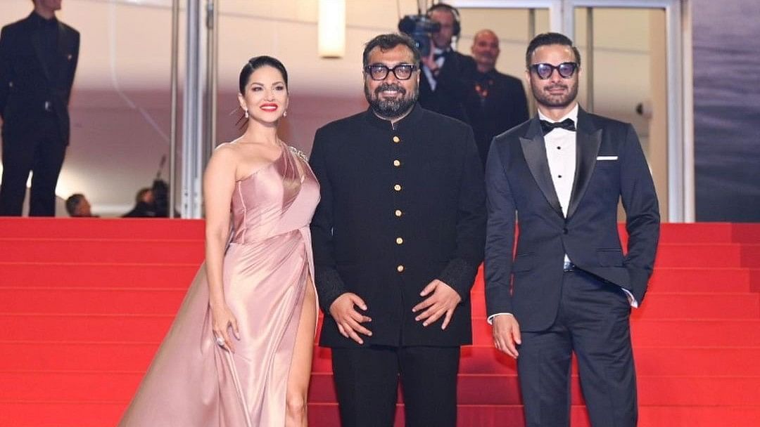 <div class="paragraphs"><p>Anurag Kashyap, Sunny Leone, and Rahul Bhat walk the red carpet at Cannes.</p></div>
