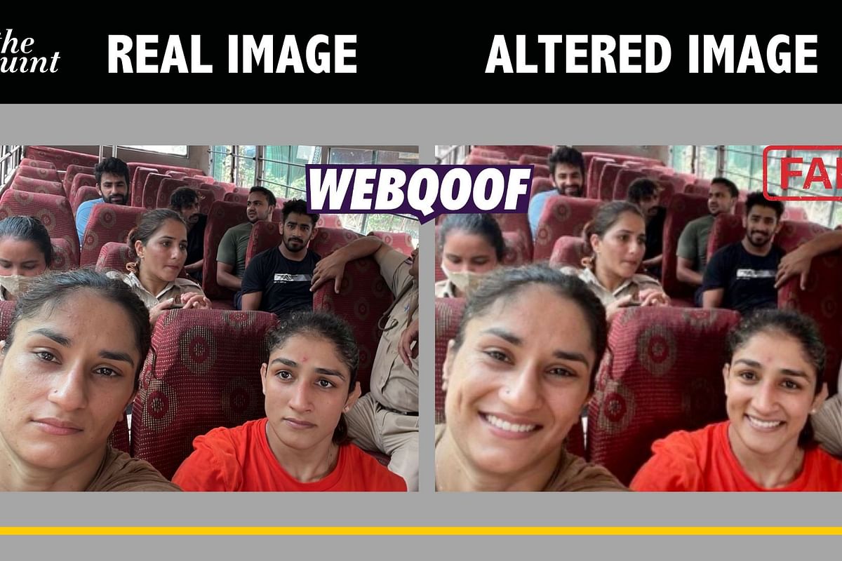 Photo of Wrestlers Vinesh and Sangeeta Phogat Smiling During Detention Is Fake