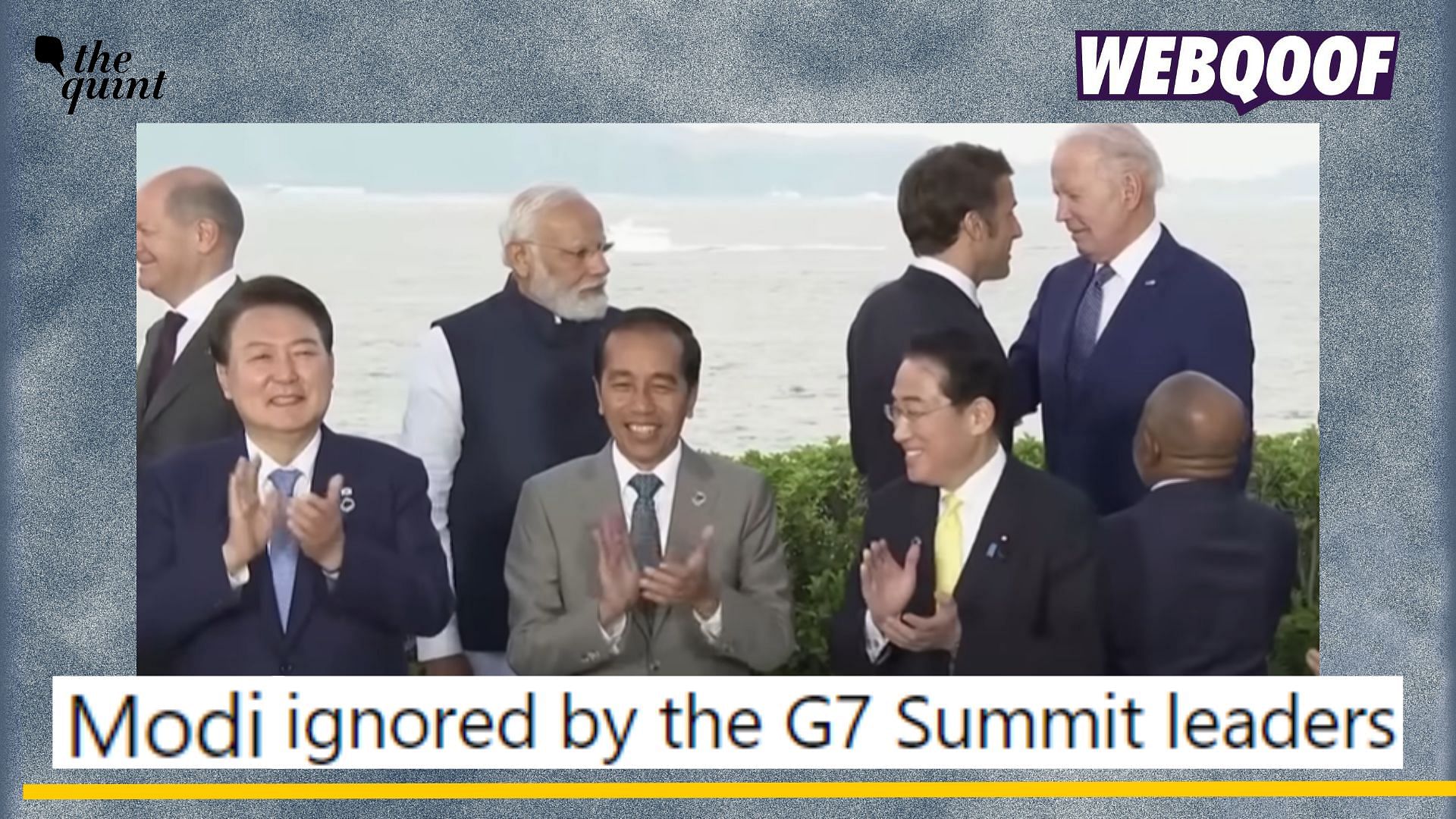 <div class="paragraphs"><p>Fact-check: A clipped video is being shared out of context to claim that PM Modi was ignored by the leaders at G7 Hiroshima Summit 2023.</p></div>