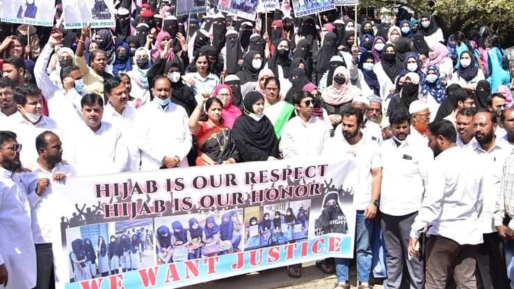 <div class="paragraphs"><p>Kaneez Fatima leading protests against the hijab ban.&nbsp;</p></div>