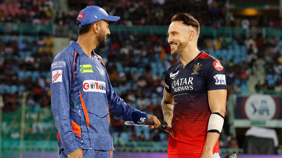 <div class="paragraphs"><p>KL Rahul of Lucknow Super Giants and Faf du Plessis of Royal Challengers Bangalore at toss during match 43 of the Tata Indian Premier League 2023 between the Lucknow Super Giants and the Royal Challengers Bangalore</p></div>