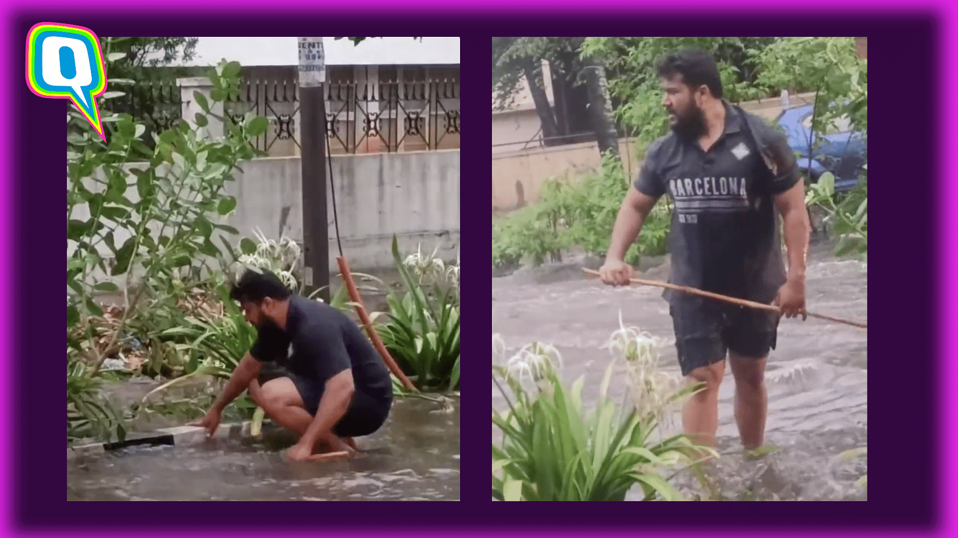 <div class="paragraphs"><p>Dushyant Dubey, a resident from Bengaluru, cleared the waterlogged roads in Indirangar.</p></div>