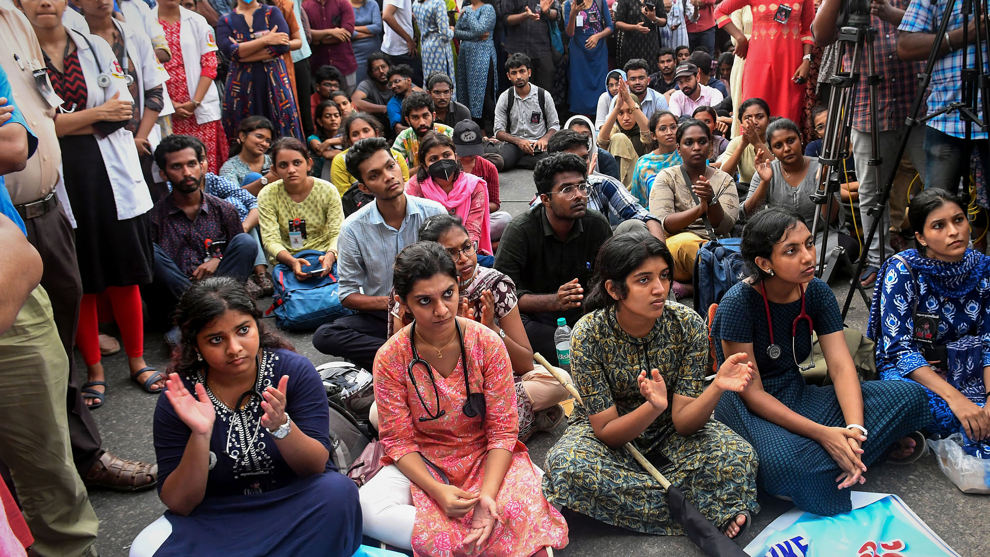 <div class="paragraphs"><p>Doctors and medical students in Kerala staged a protest against the brutal stabbing to death of Dr Vandana Das.&nbsp;</p></div>