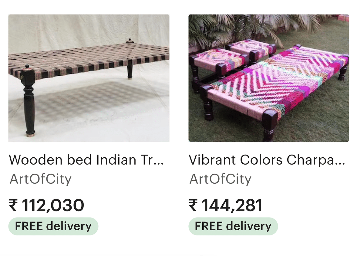Etsy Inc., an e-commerce website listed the traditional Indian 'charpai' for a whopping 112,030 Rs. 