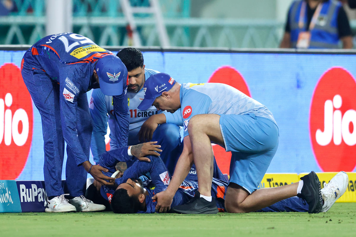 KL Rahul got injured while chasing the ball to stop a boundary off Faf du Plessis.