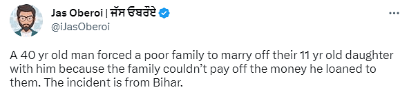 As per her mother's complaint, Pandey coerced her daughter into marrying him because she could not pay off a loan.