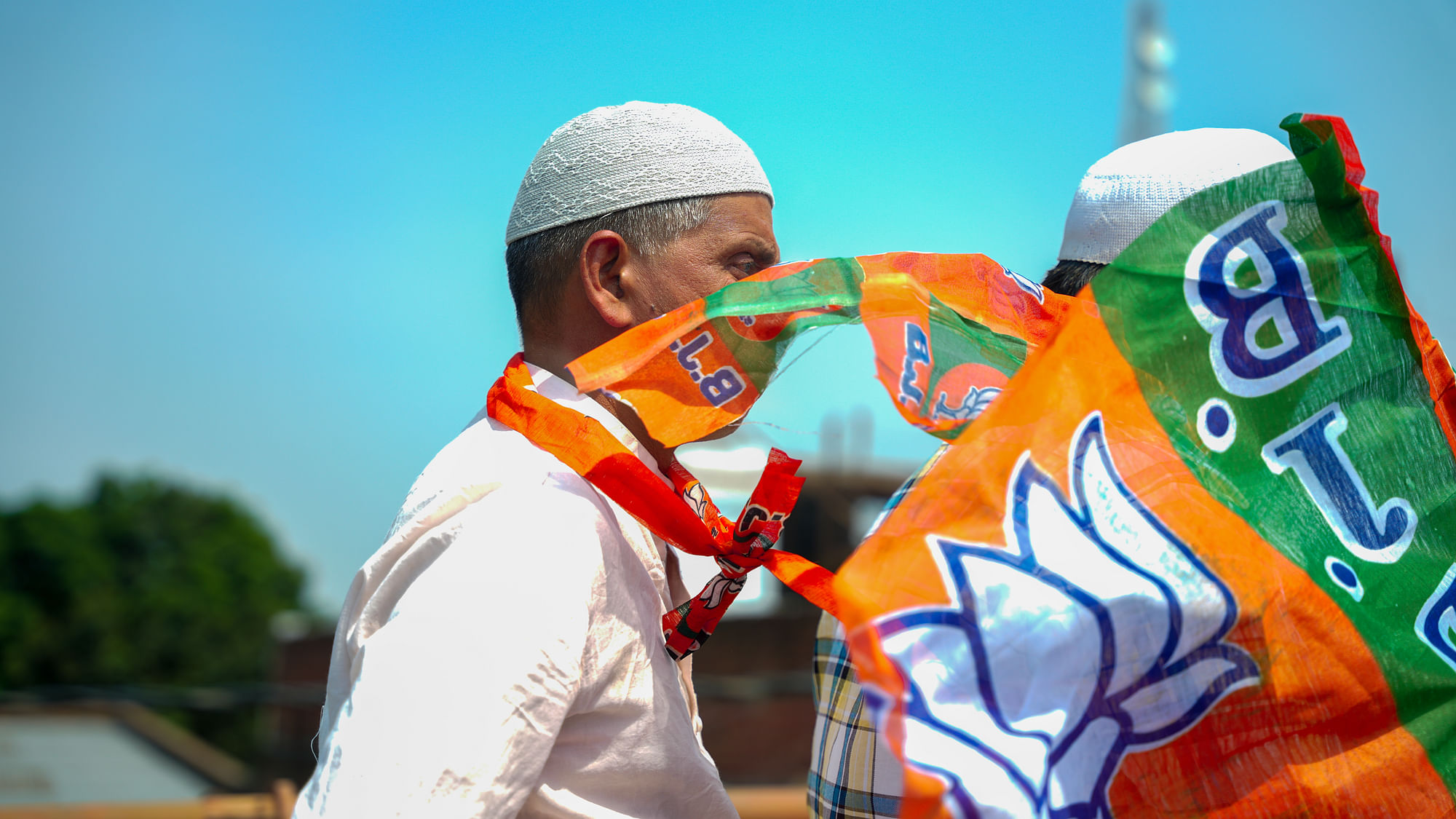 <div class="paragraphs"><p>Muslim men attend a BJP bike rally in Uttar Pradesh's Amroha on 24 April, ahead of Chief Minister Yogi Adityanath's visit to the district to boost Muslim 'Pasmanda' outreach.</p></div>