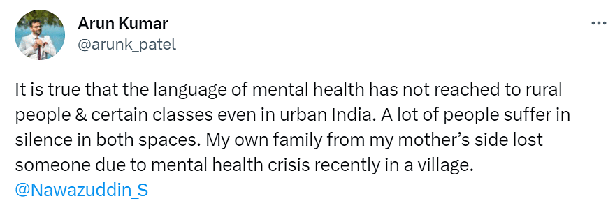 The now-viral interview clip also shows him claiming that depression "doesn't exist in villages". 