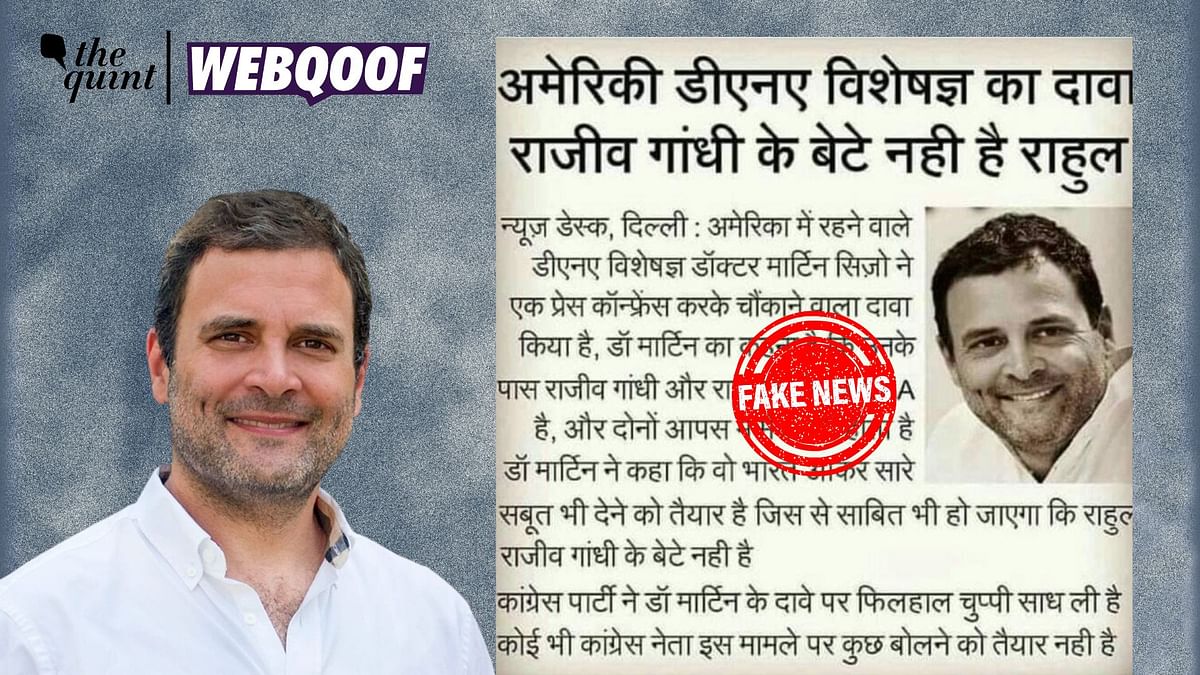 Fact-Check: Fake News Clipping Shared To Claim Rahul is Not Rajiv Gandhi's Son