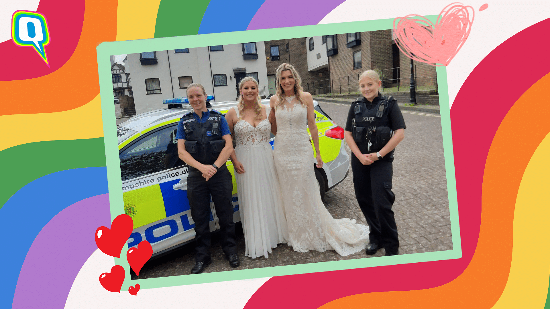 <div class="paragraphs"><p>Two brides were offered a ride to their wedding by UK police officers after their coach broke down.</p></div>