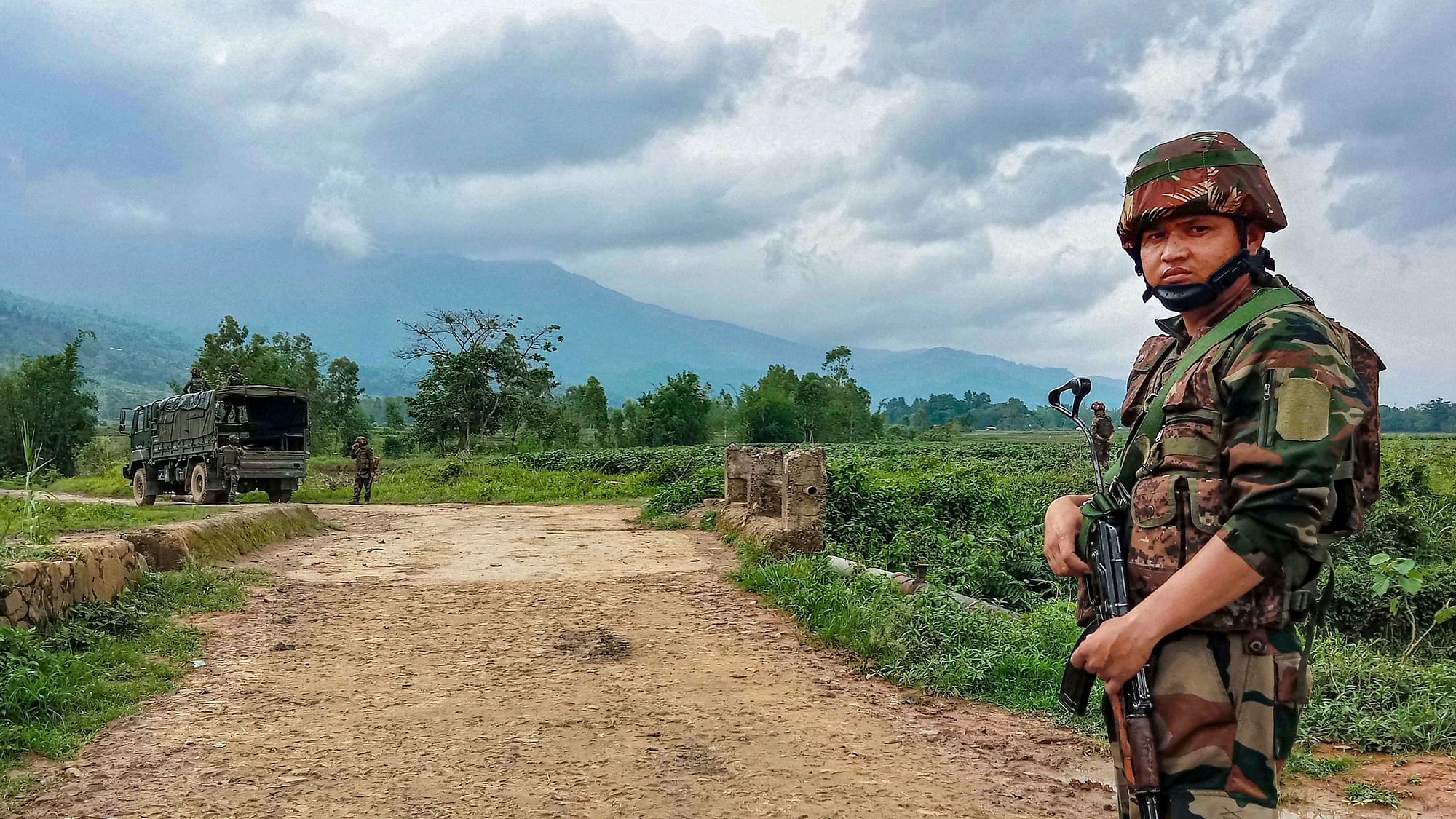 <div class="paragraphs"><p>Security personnel patrol the violence-hit area of Irengbam village of Bishnupur district in Manipur on Monday, 19 June. Image used for representational purposes only.</p></div>