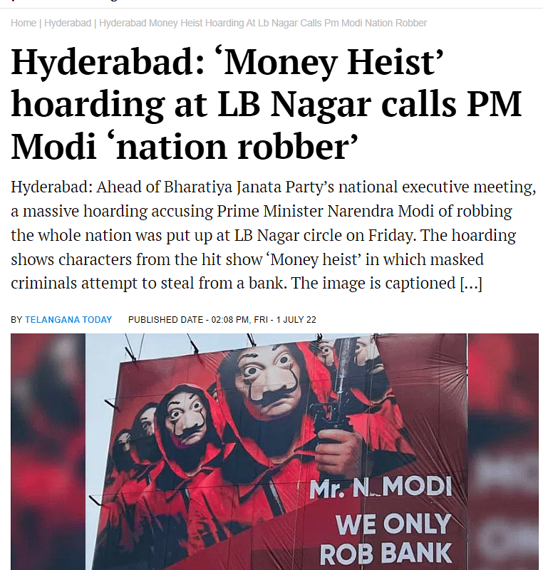The hoardings seen in the viral claim were put in Hyderabad in 2022 ahead of BJP's national executive meeting.