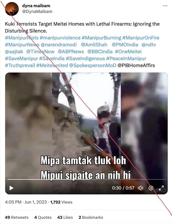 According to several reports, the video is from Myanmar and unrelated to Manipur violence.