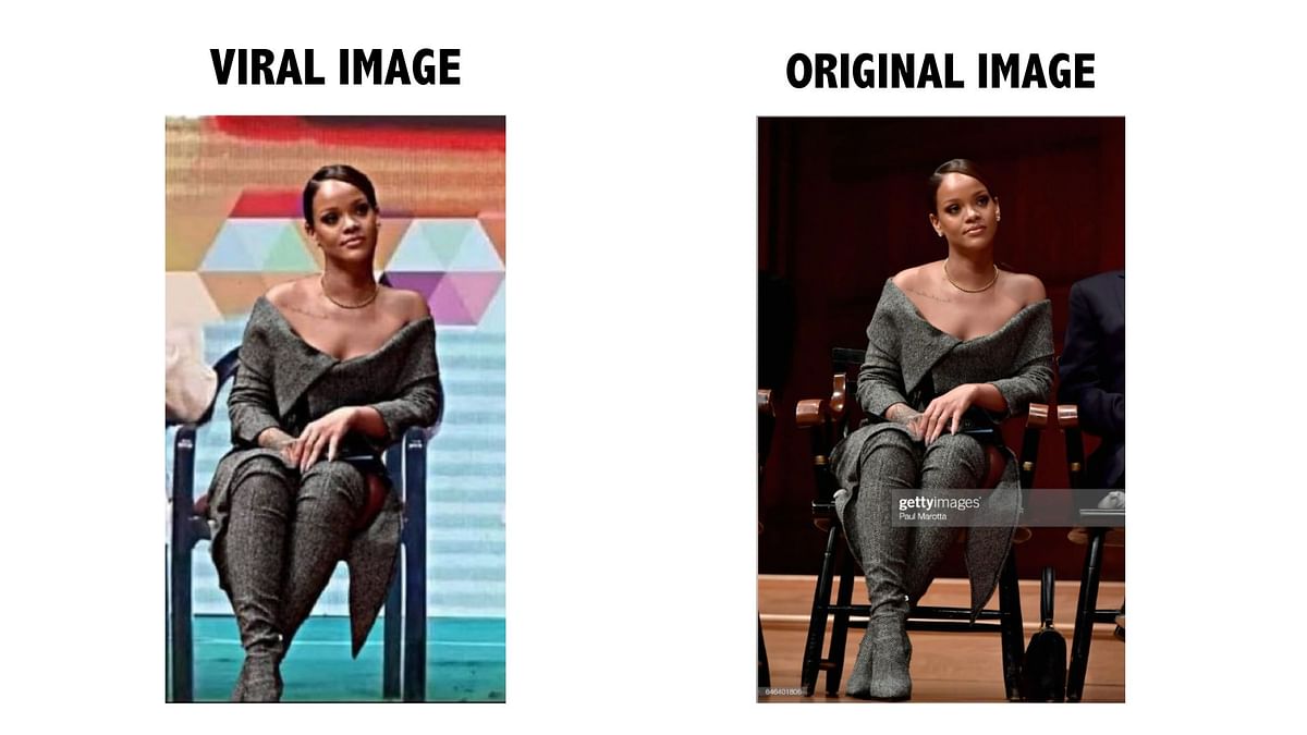 PM Narendra Modi and Rihanna never shared a stage, the viral image is digitally altered.